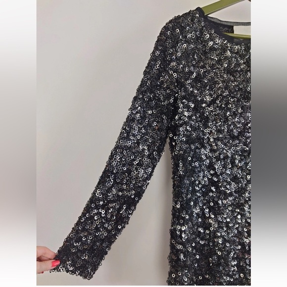 3.1 Phillip Lim Gun Metal Grey 100% Silk Sequin Shift Dress Size US 4 $850 MSRP - Picture 4 of 8